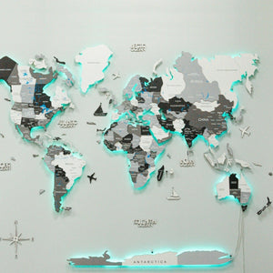 3D Wooden & Acrylic/LED World Maps