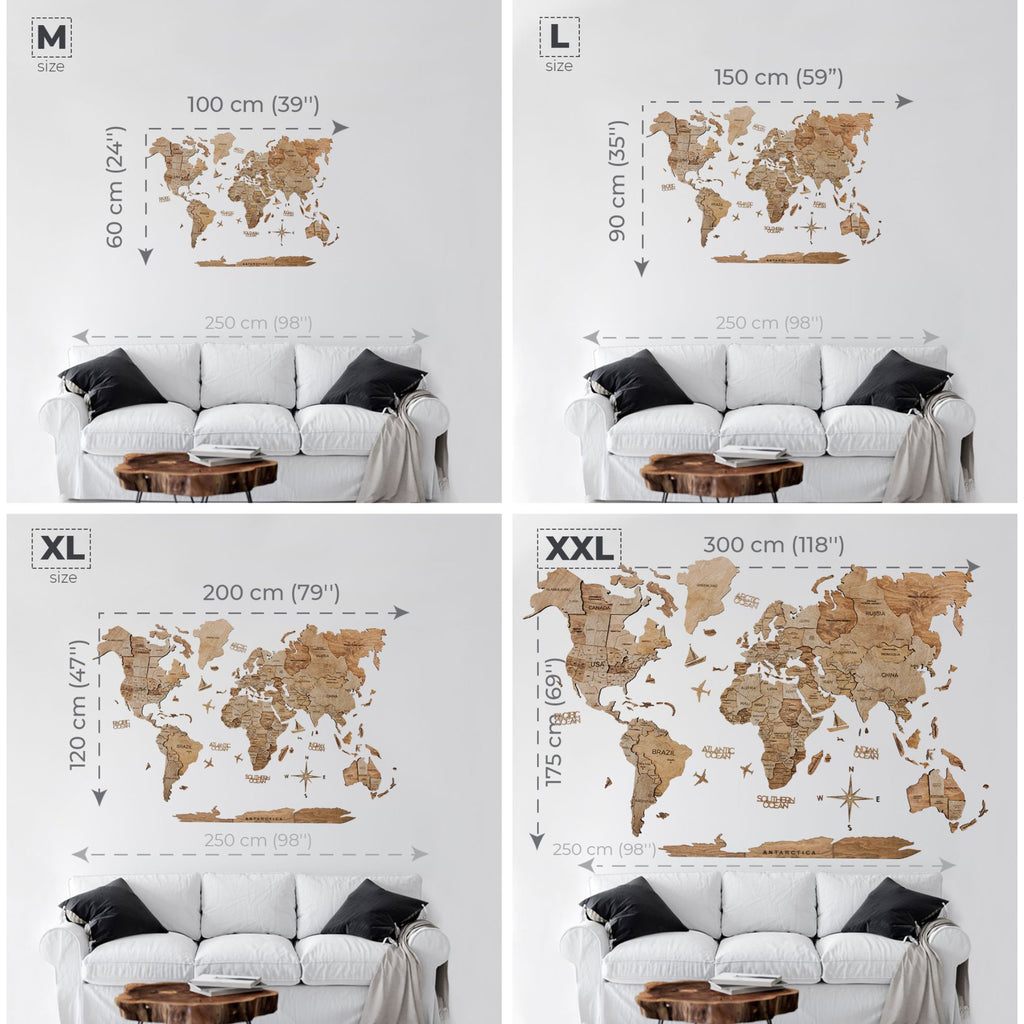 3D WOODEN MAP OF THE WORLD - TERRA – ATIPIQA