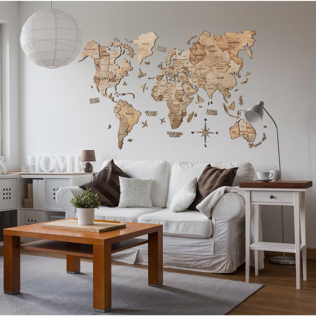 3D WOODEN MAP OF THE WORLD - TERRA – ATIPIQA