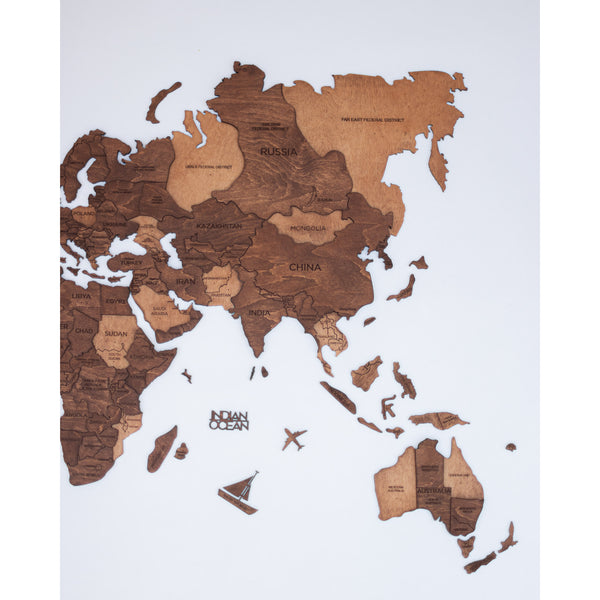 3D WOODEN MAP OF THE WORLD - OAK
