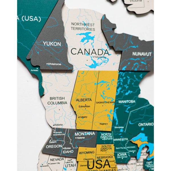3D WOODEN MAP OF THE WORLD - COUNTRY