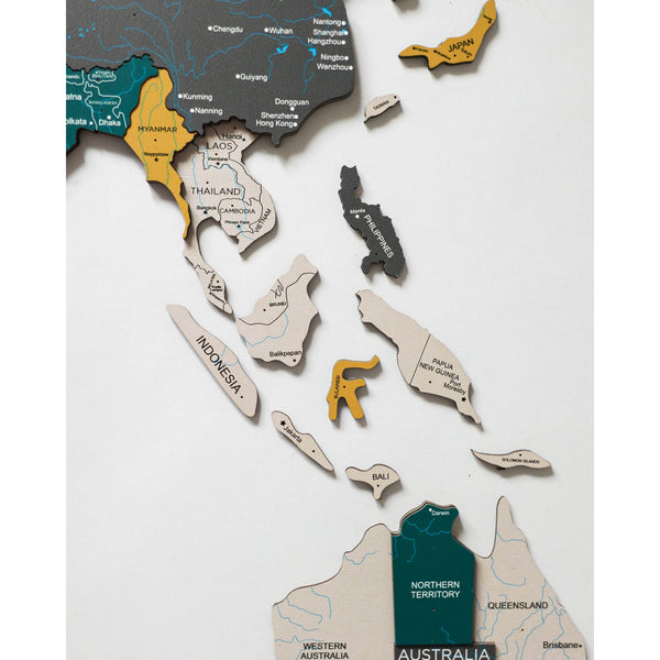 CARTE DU MONDE EN BOIS 3D - PAYS