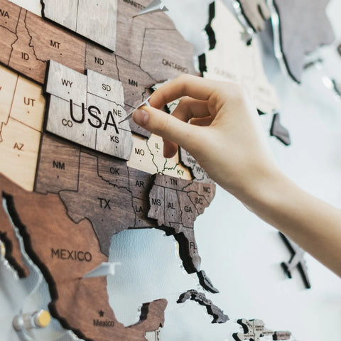 3D WOODEN & ACRYLIC/LED MAP OF THE WORLD - OAK